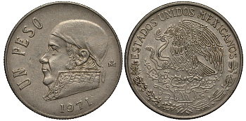 Мексика 1 песо 1971 Хосе Мария Морелос KM 460 медно-никель VF+ 215-912