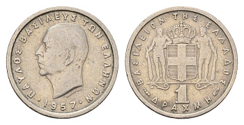 Греция 1 драхма 1957 Павел I (1947-1964) KM 81 медно-никель 4669-128