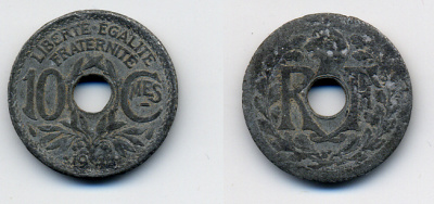 ФРАНЦИЯ 10 САНТИМОВ 1941 .1941. KM 897 цинк 4383-1169