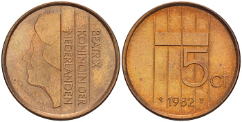 Нидерланды 5 центов 1982 Беатрикс (1980-2013) KM 202 бронза 31-944