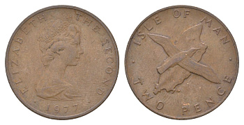 Остров Мэн 2 пенса 1977 KM 34 бронза 4622-457