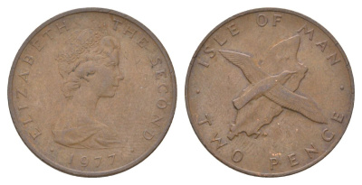 Остров Мэн 2 пенса 1977 KM 34 бронза 4622-457