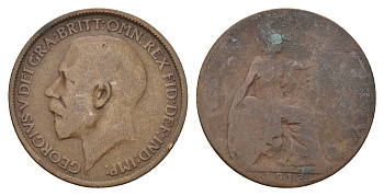 Великобритания 1/2 пенни 1913 Георг V (1910-1936) KM 809, Spink 4056 бронза 4699-414