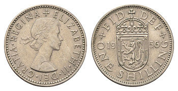 Великобритания 1 шиллинг 1956 Елизавета II (1952-2022), Шотландский герб KM 905, Spink 4148 медно-никель 4629-354