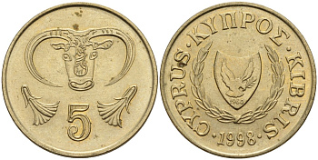 Кипр 5 центов 1998 KM 55.3 никель латунь 4141-1047