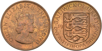 Джерси 1/12 шиллинга 1964 Елизавета II (1952-2022) KM 21 бронза aUNC 4367-241