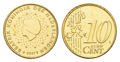 Нидерланды 10 евроцентов 2001 Беатрикс (1980-2013) КМ 237 нордик  UNC  M73-12