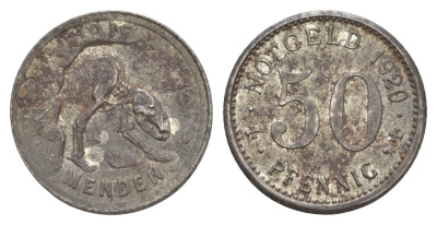 Менден 50 пфеннигов 1920 Funck 328.12, Men05 16572.4, Men18 20803.4 железо UNC 4636-1061
