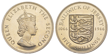 Джерси 5 шиллингов 1966 900 лет битве при Гастингсе KM 28 медно-никель PROOF 3896-731