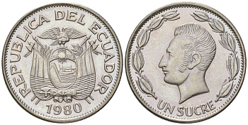 Эквадор 1 сукре 1980 KM 78b сталь плакированная никелем aUNC 4511-633