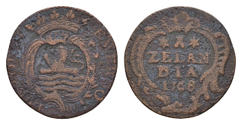 Нидерланды, Голландская Республика, Зеландия 1 дуит 1768 KM 101 медь 4655-529