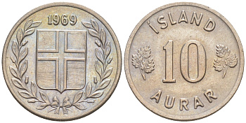 Исландия 10 эйре 1969 KM 10 медно-никель 63-336