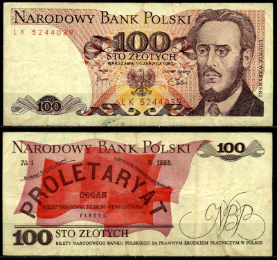 Польша 100 злотых 1982 1 июня 1982, Людвиг-Фаддей Варынский Pick 143d бумага 6287-25-3-2