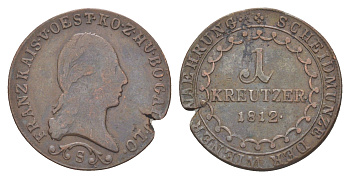 Австрия 1 крейцер 1812 S, Франц II (1792-1835) KM 2112 медь 4606-1136