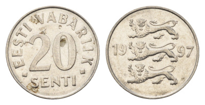 Эстония 20 сентов 1997 KM 23a сталь плакированная никелем 4689-717