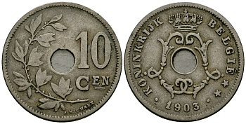 Бельгия 10 сантимов 1903 Belgie KM 49 медно-никель 4172-1121
