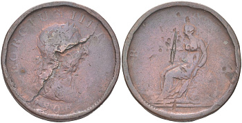 Великобритания 1 пенни 1806 Георг III (1760-1820) KM 663, Spink 3780 медь 4165-1214