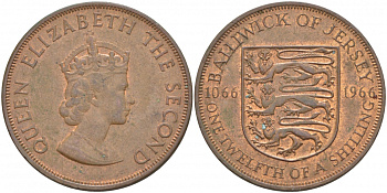 Джерси 1/12 шиллинга 1966 900 лет Нормандскому завоеванию KM 26 бронза 4545-331