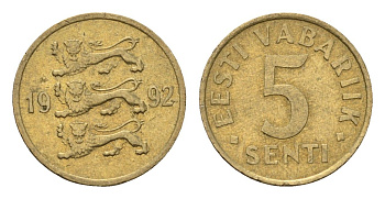 Эстония 5 сентов 1992 KM 21 латунь 4694-1266