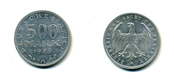 ГЕРМАНИЯ 500 МАРОК 1923 А KM 36, J. 305 алюминий 179-215