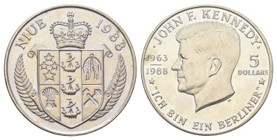 Ниуэ 5 долларов 1988 Джон Кеннеди KM 17 медно-никель BU 11-327-15