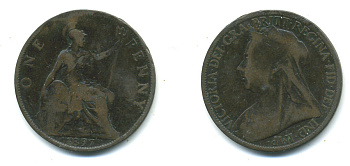 Великобритания 1 пенни 1897 Виктория (1837-1901) KM 790, Spink 3961 бронза 4383-534