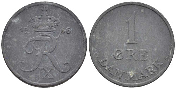 ДАНИЯ 1 ЭРЕ 1956 С; S, ФРЕДЕРИК IX (1947-1972) KM 839.2 цинк 4387-341