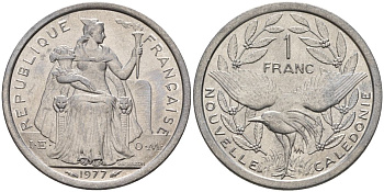 Французская Новая Каледония 1 франк 1977 KM 10 алюминий 4153-643