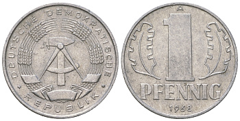 ГДР 1 пфенниг 1968 А КМ 8.1 алюминий 3458-326