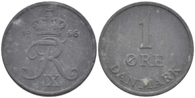 ДАНИЯ 1 ЭРЕ 1956 С; S, ФРЕДЕРИК IX (1947-1972) KM 839.2 цинк 4387-341