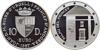 Андорра 10 динеров 1997 дом принца KM 166 серебро PROOF 1081-4-34