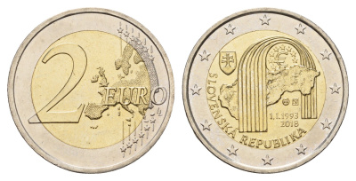 Словакия 2 евро 2018 25 лет Словакии KM 154 биметалл UNC 72-1321
