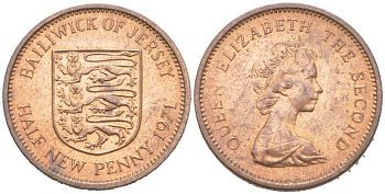 ДЖЕРСИ 1/2 ПЕННИ 1971 ЕЛИЗАВЕТА II (1952-) МОЛОДОЙ ПОРТРЕТ KM 29 бронза 218-1058