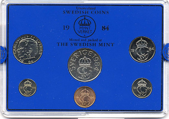 ШВЕЦИЯ НАБОР ИЗ 6 МОНЕТ 1984 04-062-49