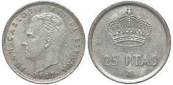 Испания 25 песет 1982 Хуан Карлос I (1975-2014) KM 824 медно-никель 4168-1124