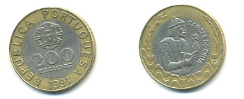 Португалия 200 эскудо 1991 Гарсия Де Орта (1501-1568) KM 655 биметалл 56-436