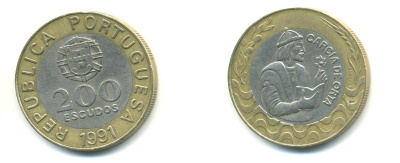 Португалия 200 эскудо 1991 Гарсия Де Орта (1501-1568) KM 655 биметалл 56-436