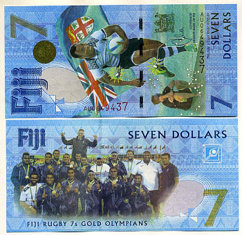 Фиджи 7 долларов 2016 регби, Осеа Конисалиу Pick 120 бумага UNC (пресс) 449-27-1