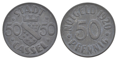 Кассель 50 пфеннигов 1920 Funck 78.7, Men05 4315.3, Men18 5479.3 цинк 4637-1257