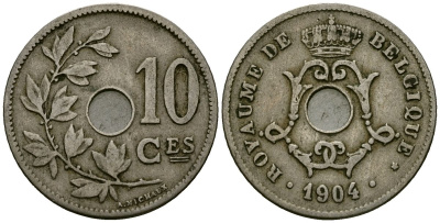 Бельгия 10 сантимов 1904 Belgique KM 52 медно-никель 4172-742