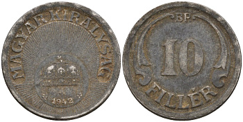Венгрия 10 филлеров 1942 KM 507a сталь 4151-1161