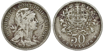 Португалия 50 сентаво 1940 KM 577 медно-никель 51-3314