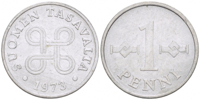 Финляндия 1 пенни 1973 KM 44а алюминий UNC 3718-114