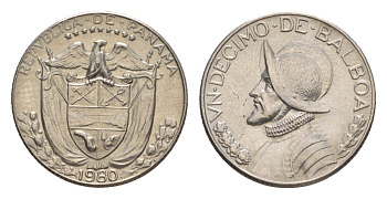 Панама 1/10 бальбоа (10 сентесимо) 1980 KM 10 медь плакированная медно-никелем UNC 4644-153