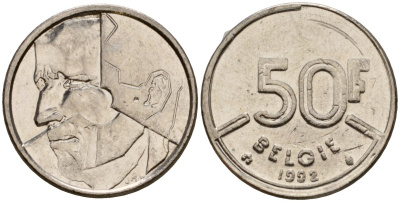 Бельгия 50 франков 1992 Belgie, Бодуэн I (1951-1993) KM 169 никель 4601-126