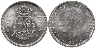 Испания 50 песет 1975 (76) Хуан Карлос I (1975-2014) KM 809 медно-никель 4680-111