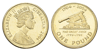 Гибралтар 1 фунт 2004 300 лет захвату Гибралтара KM 1051 никель латунь UNC 4666-431