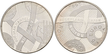 Нидерланды 5 евро 2009 400 лет дружбе с Японией KM 289 медь плакированная серебром 4157-1043
