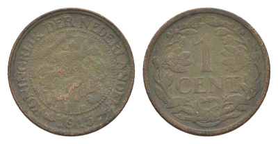 Нидерланды 1 цент 1915 Вильгельмина (1890-1948) KM 152 бронза 73-1724