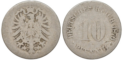 Германия 10 пфеннигов 1876 KM 4 медно-никель 4132-455